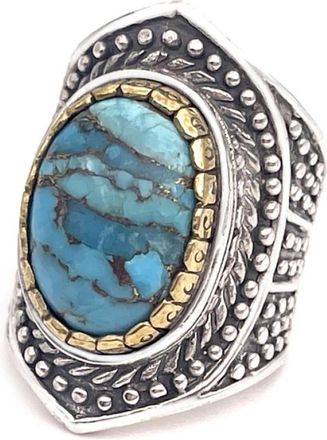 Jalan Jalan Blauwe Turquoise Mohave Ring - unisex - Ringen - Veelkleurig - 58 MM - Accessoires