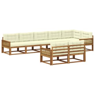 vidaXL Conjunto De Sof&aacute;s De Exterior 8 Pcs Natural Y Crema Vidaxl