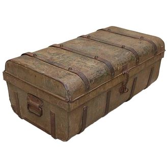 Wanderlust Deco Maleta De Metal Acabado Artesanal Marr&oacute;n 67x37x25h Cm