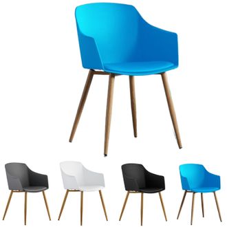 Life Interiors Silla De Pl&aacute;stico Eden Individual Con Cojines De Piel Sint&eacute;tica - Silla De Comedor Acolchada Para Comedor, Cocina - Azul
