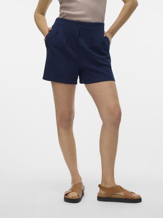 Vero Moda Shorts VERO MODA VMJESMILO HW SHORTS WVN NOOS, Damen, Gr. XL (42), N-Gr, navy blazer, Web, Obermaterial: 55% Viskose, 45% Leinen, unifarben, regular f