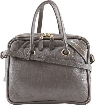 Balenciaga Blanket Square Bag Leather Gray Leather Handbag (Pre-Owned)