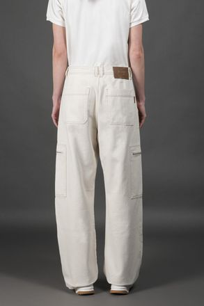 Moorer Womens Off White Relaxed Cargo Trousers Ecru
