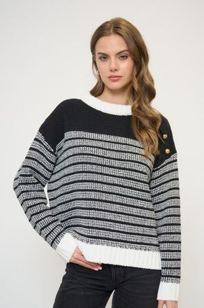 Central Park West Tasha Chenille Crew in Black/white at Nordstrom, Size X-Small
