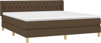 vidaXL Vidaxl - Cama Box Spring Con Colch&oacute;n Tela Marr&oacute;n Oscuro 180x200 Cm