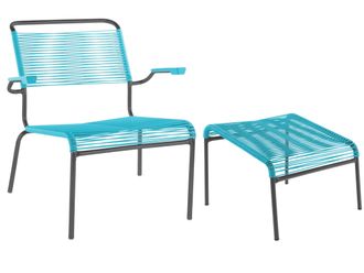 Schubiger M&ouml;bel Spaghetti-Lounger + Hocker S&auml;ntis mit Armlehnen