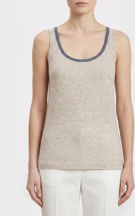 Brunello Cucinelli Top in lino a righe Brunello Cucinelli