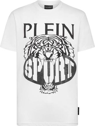 Plein Sport T-Shirt Ronde Hals Tiger - Heren - Sportshirts - Wit - 3XL - Katoen - Fitness
