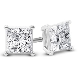 Grown Brilliance 14K White Gold IGI Certified 7 Carat Princess Cut Lab Grown Diamond Stud Earrings for Women, VS Clarity, E-F Color