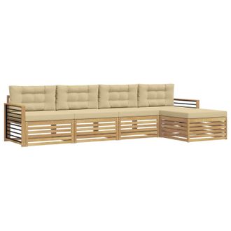 vidaXL Conjunto De Sof&aacute;s De Exterior Con Coj&iacute;n 5 Pcs Y Beige Poli&eacute;ster Vidaxl
