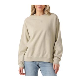 MY ESSENTIAL WARDROBE Zand Logo Geborduurd Sweatshirt - Dames - Sweatshirts - Beige - XS - Hoodies & sweatvesten