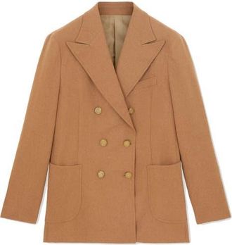 Fortela Bobbie Classic Double-Breasted Flannel Jacket in Camel at Nordstrom, Size 38 Eu