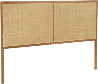 Macabane Cabecero de rat&aacute;n natural y roble macizo para camas de 140/160 cm