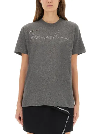 Moschino T Shirt With Embroidered Logo