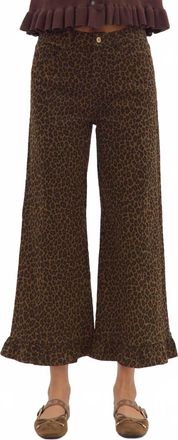 Entro Wild Ruffle Trim Pants In Leopard