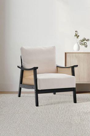 Living and Home Mid Century Rattan ArmChair in Beige