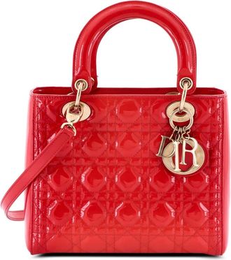 Dior Lady Dior Bag Cannage Quilt Patent Medium satchel - Rood