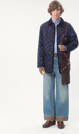 Valentino Giacca Camicia In Nylon Trapuntata Con Patch Vlogo Uomo NAVY 44