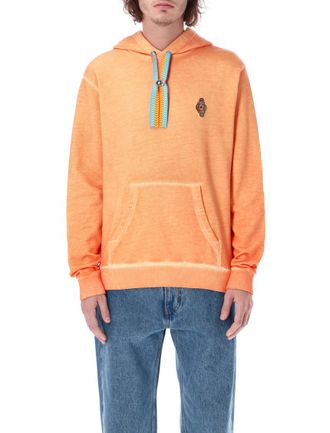 Marcelo Burlon Orange Sunset Cross Drawstring Hoodie