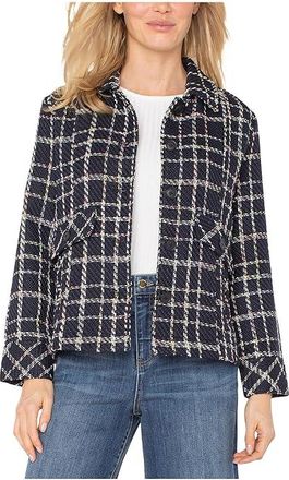 Liverpool L.A. Pleat Back Jacket Womens Jacket Black Tattersall Plaid : SM, Polyester