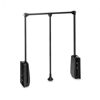 Emuca Colgador Abatible Para Armario Hang, Ancho Regulable 600-830mm, Acero Y Pl&aacute;stico, Pintado Negro - Emuca