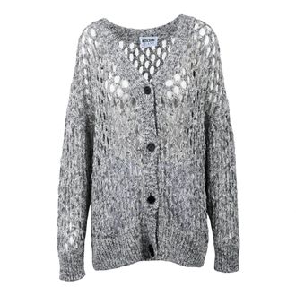 Moschino Truien & Vesten, Dames, Grijs, S, Katoen, Cardigan Traforato