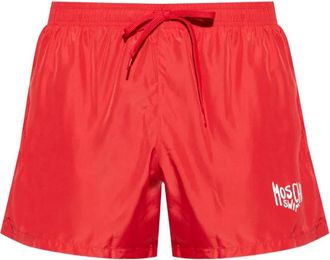 Moschino logo drawstring beachwear - men - Polyester - L - Red