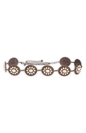 BP. Floral Metal Belt in Brown- Ivory at Nordstrom