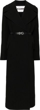 Jil Sander virgin wool coat - women - Calf Leather/Viscose/Virgin Wool - 36 - Black