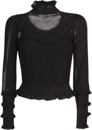 Twinset Tops - Dames - Longsleeves - Zwart - M - Katoen - Tops