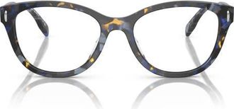 Tory Burch 51mm Pillow Optical Glasses in Blue Tortoise at Nordstrom