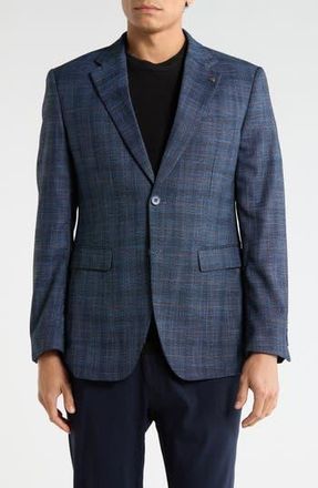 T.R. Premium Slim Fit Plaid Stretch Sport Coat in Navy at Nordstrom Rack, Size Xx-Large