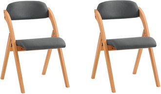 SoBuy Sobuy - Lote De 2 Sillas Plegables De Madera Con Asiento Y Respaldo Tapizado Sill&oacute;n Para Cocina Oficina Gris Oscuro47 X 60 X 77 Cm Fst92-sgx2 Es