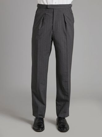 Oliver Brown Pleated Luxury Morning Trousers - Mid Grey