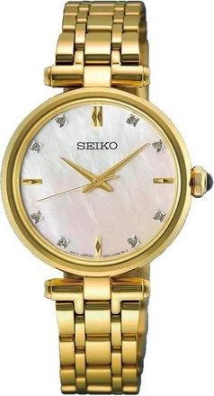 Seiko Quartz Diamond Mother of Pearl Dial Ladies Watch HGH008P1