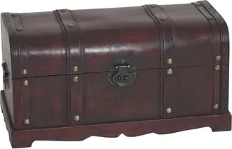 Hhg Hhg - Cofre Madera Cofre Madera Cofre Del Tesoro Valence Aspecto Antiguo 30x57x29cm, Redondo
