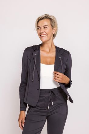 Zhrill Kurzblazer ZHRILL ZHDARCIA Blazer mit Kapuze, Damen, Gr. XXL, blau, Web, Obermaterial: 88% Polyamid, 12% Elasthan, unifarben, tailliert h&uuml;ftlang, tief