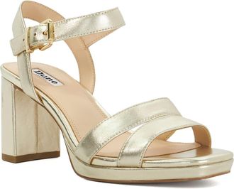 Dune London Womens Ladies Manifesting - Block Heel Sandals - Gold material_Suede - Size UK 5