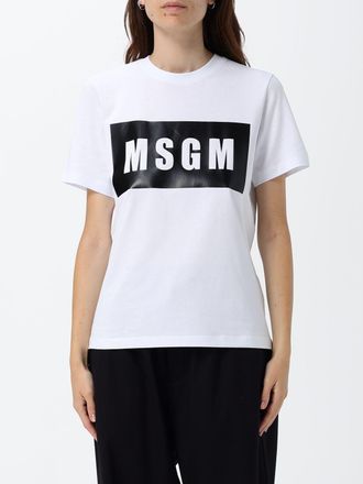 Msgm T-shirt in cotone a maniche corte con logo stampato sul davanti