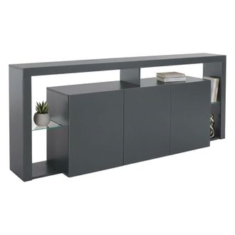 Dmora Aparador Willer, Buffet De Sal&oacute;n 3 Puertas, Aparador De Sal&oacute;n, Aparador Moderno, 200x40h80 Cm, Antracita, Con Embalaje Reforzado - Dmora