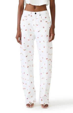 Steve Madden Sydnee Floral Straight Leg Jeans in Antique at Nordstrom, Size 27