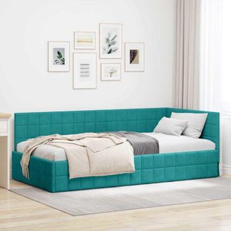 vidaXL Estructura De Cama En Esquina Amarillo 90 Cm X 190 Cm Tela