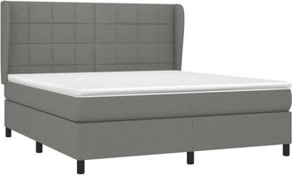 vidaXL Vidaxl - Cama Box Spring Con Colch&oacute;n Tela Gris Oscuro 160x200 Cm