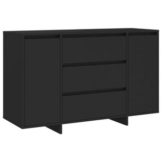 vidaXL Vidaxl - Aparador Con 3 Cajones Madera Contrachapada Negro 120x41x75 Cm