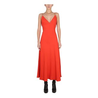 Stella McCartney Maxi V-neck Dress - female - Stella McCartney - Midi Dresses - Red - S - Dresses