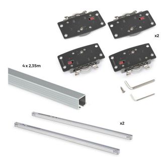 Emuca Kit De Herrajes Para Armario 2 Puertas Correderas Y Cierre Suave Flow2 Con Carriles Encastrados 2.35m, Tableros No Incluidos, Anodizado Mate - Emuca