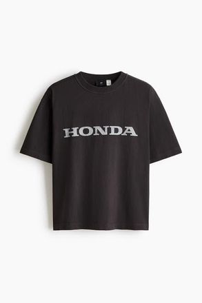 H&M Loose Fit Printed T-shirt in Black/honda at Nordstrom, Size Medium