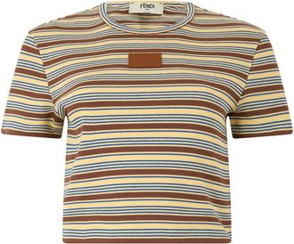 Fendi Gestreept cropped T-shirt - Dames - Tops - Veelkleurig - Maat: S Katoen