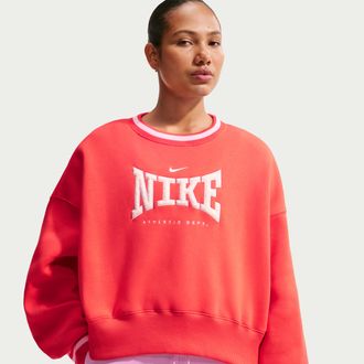 Nike Womens Nike Sportswear Phoenix Fleece Oversized Crew-Neck Sweatshirt in Red | IR5214-696
