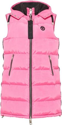 Carlo Colucci Lange gewatteerde bodywarmer - Dames - Bodywarmers - Roze - M - Polyester - Jassen